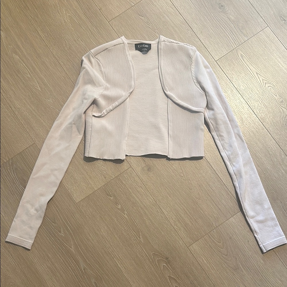 Tan Ribbed Long Sleeve Cardigan